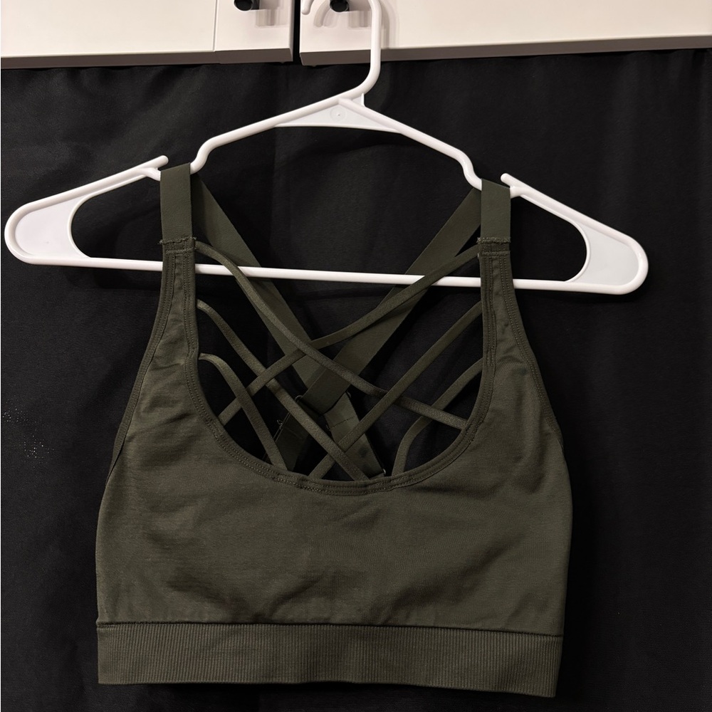 Victoria Sport Dark Green Strappy Sports Bra - M